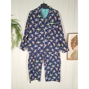 Nick & Nara Women's Pajama Top and Bottom Set Monkey Themed